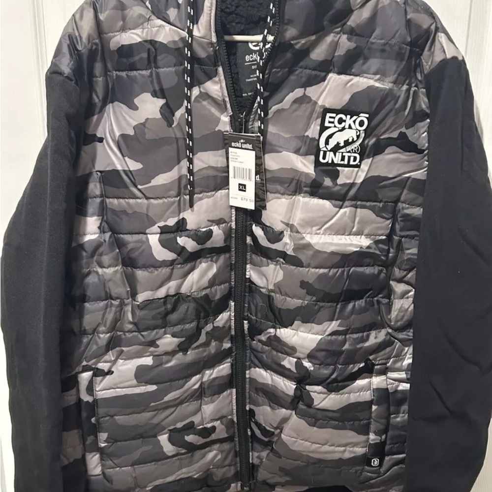 Ecko Unltd Sherpa Lined Camo Puffer Jacket